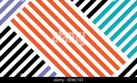 Overlapping diagonal striped blocks with contrasting colors forming a unique geometric composition. Modern and bold visual style Stock Vector