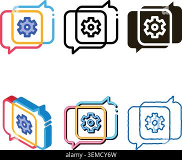 Gear In Quotation Frame Agile Element Vector range Icon Thin Line. Agile Rocket And Document, Sandglass And Package, Loud-speaker And Stop Watch Stock Vector