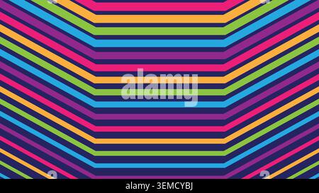 Curved neon lines sweep across a dark background, forming a fluid geometric motion ideal for abstract digital visuals Stock Vector