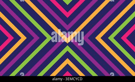 Layered neon lines stream across a dark background, forming a smooth geometric flow ideal for abstract digital visuals Stock Vector