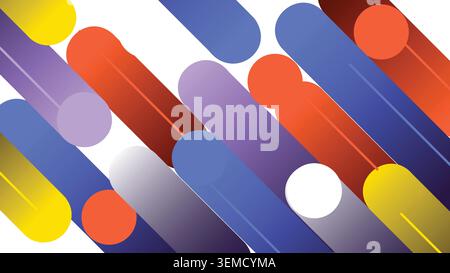 A vibrant abstract background with colorful gradient stripes and circular shapes in motion. Perfect for modern designs, digital art, presentations, posters, and creative web or social media visuals Stock Vector