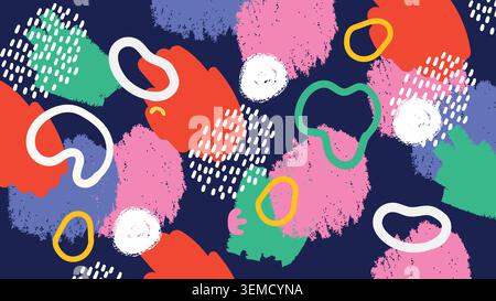 Abstract bubble shapes in red and white on a dark background, ideal for modern posters, fabric prints, branding visuals, packaging, and playful artistic designs Stock Vector