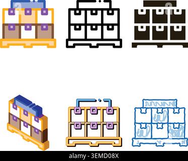 stella range with parcels icon vector outline Stock Vector