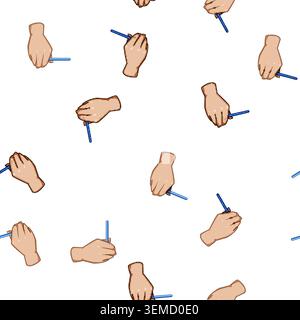 pattern Hand holding pen writing or drawing concept Stock Vector