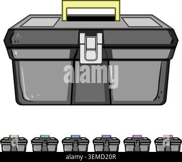 Plastic toolbox storing repair and maintenance tools Stock Vector