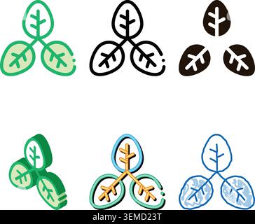 bush offshoot plant leaves vector thin forms line icon Stock Vector