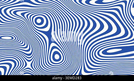 Bold blue and orange wavy lines create a striking optical contrast effect. Ideal for modern digital wallpapers, posters, packaging, and psychedelic abstract visuals Stock Vector