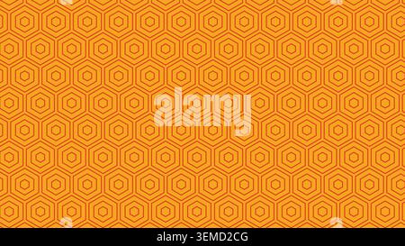 Orange hexagon web pattern with bold connected lines, forming a seamless geometric background design for textiles and wallpapers Stock Vector