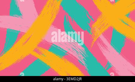 Bold brush strokes in red, blue, and yellow create a vivid abstract pattern, perfect for artistic posters, expressive layouts, and modern digital backgrounds Stock Vector