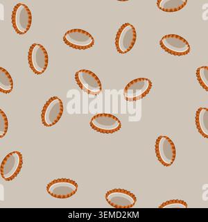 seamless pattern brown beer bottle cap isolated on white Stock Vector