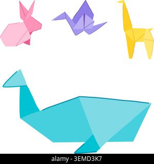 Colorful origami animals set creating playful paper art Stock Vector