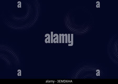 Modern dotted background featuring floating circular ring forms built from clean vector particles Stock Vector