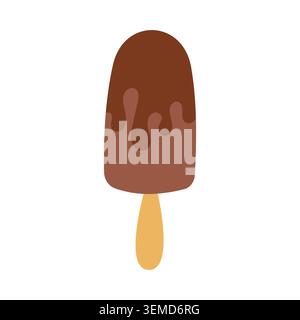 Chocolate popsicle. Chocolate ice cream. Vector illustration in a hand-drawn style, isolated on a white background. Stock Vector