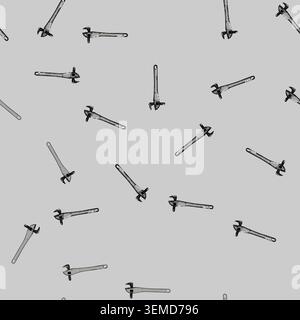 seamless pattern repair pipe wrench cartoon vector Stock Vector