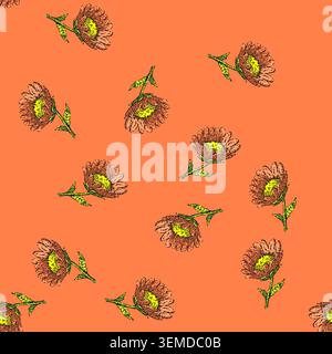 pattern flower honey sketch hand drawn Stock Vector