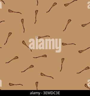seamless pattern old witch broom cartoon vector Stock Vector