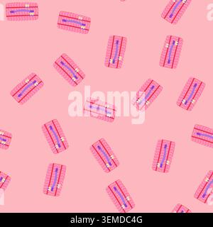 seamless pattern pen pencil case cartoon vector Stock Vector