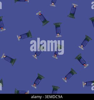 seamless pattern portable stove camp cartoon vector Stock Vector