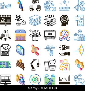 Various business and technology graphic symbol icons set Stock Vector