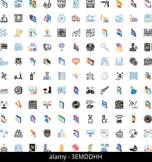 Diverse isometric icons illustrating various business concepts and symbols Stock Vector