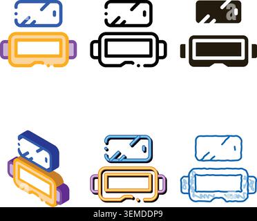 glasses for virtual reality icon vector multistyle outline Stock Vector