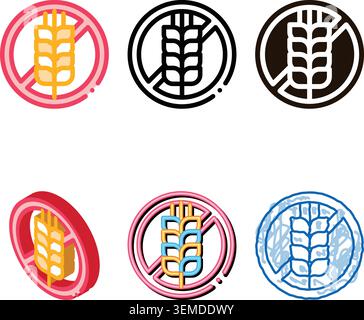 allergen styles free sign wheat vector thin line icon Stock Vector