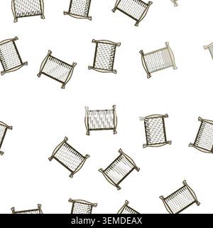 pattern Baby crib furniture providing safe sleeping space Stock Vector