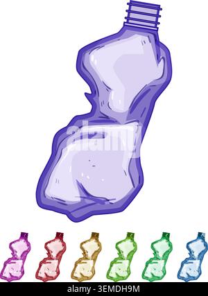 water crumpled plastic bottle cartoon vector graphic Stock Vector