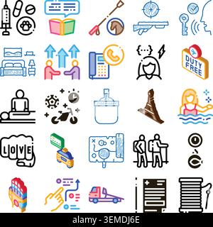 Collection of various lifestyle and business activity icons Stock Vector