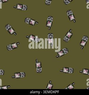 seamless pattern device gandheld gps cartoon vector Stock Vector