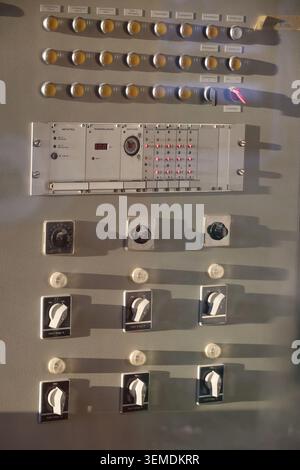 Industrial Control Panel with Switches and Buttons Stock Photo