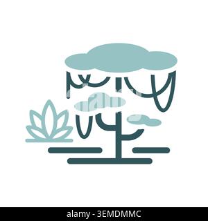 Forest scene with liana and tree icon. Nature sign. Graph symbol for travel and tourism web site and apps design, logo, app, UI Stock Vector