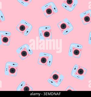 seamless pattern film camera toy cartoon vector Stock Vector