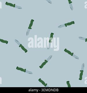 seamless pattern travel knife camping cartoon vector Stock Vector