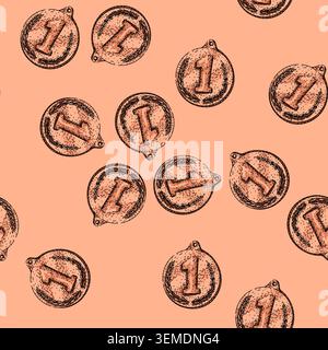 pattern bronze medal sketch hand drawn Stock Vector