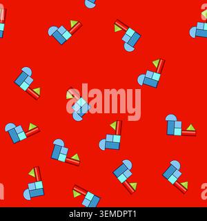 seamless pattern Colorful geometric building blocks forming abstract structure Stock Vector