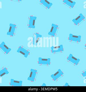 seamless pattern blue cooler box cartoon vector Stock Vector