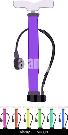Bicycle pump accessory for inflating bike tires graphic Stock Vector