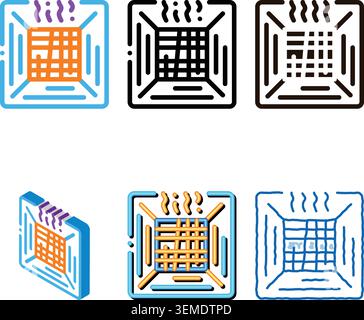 service air conditioner vector variety thin line icon Stock Vector
