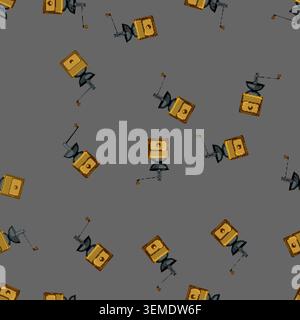 seamless pattern drink mill coffee grinder manual cartoon vector Stock Vector