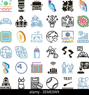 Diverse collection of linear and glyph icons Stock Vector