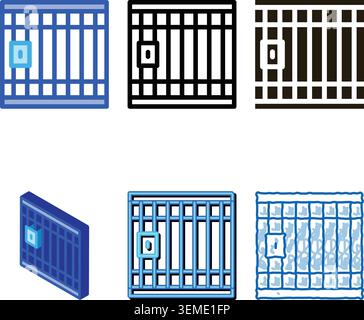 police prison bar variety gate icon outline Stock Vector