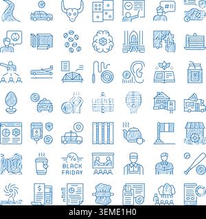 Hand drawn doodle icon set illustrating various concepts Stock Vector