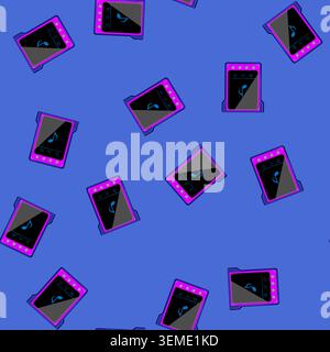 seamless pattern music hifi mp3 player cartoon vector Stock Vector