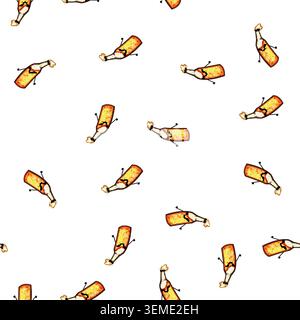 pattern label beer bottle character cartoon vector Stock Vector
