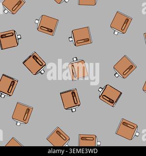 seamless pattern hip flask alcohol cartoon vector Stock Vector