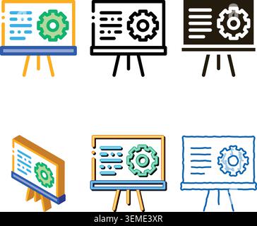 presentation gear icon variations vector outline Stock Vector