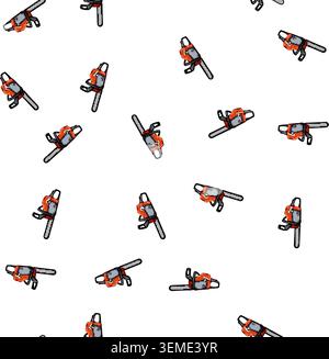 pattern tree chainsaw cartoon vector Stock Vector
