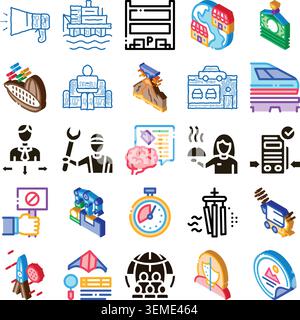 Business and industry icon set representing various concepts Stock Vector