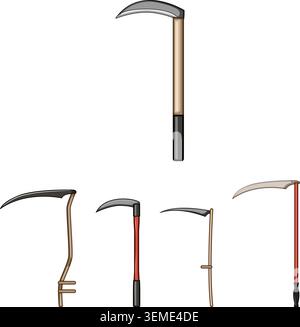 Scythe tools set collection for agricultural work Stock Vector